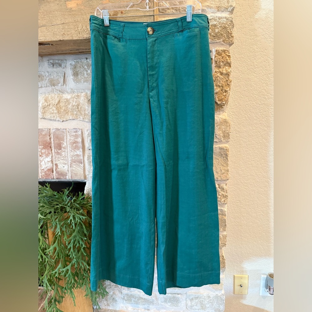 The Ettie High-Rise Crop Wide-Leg Pants by Maeve: Linen Edition